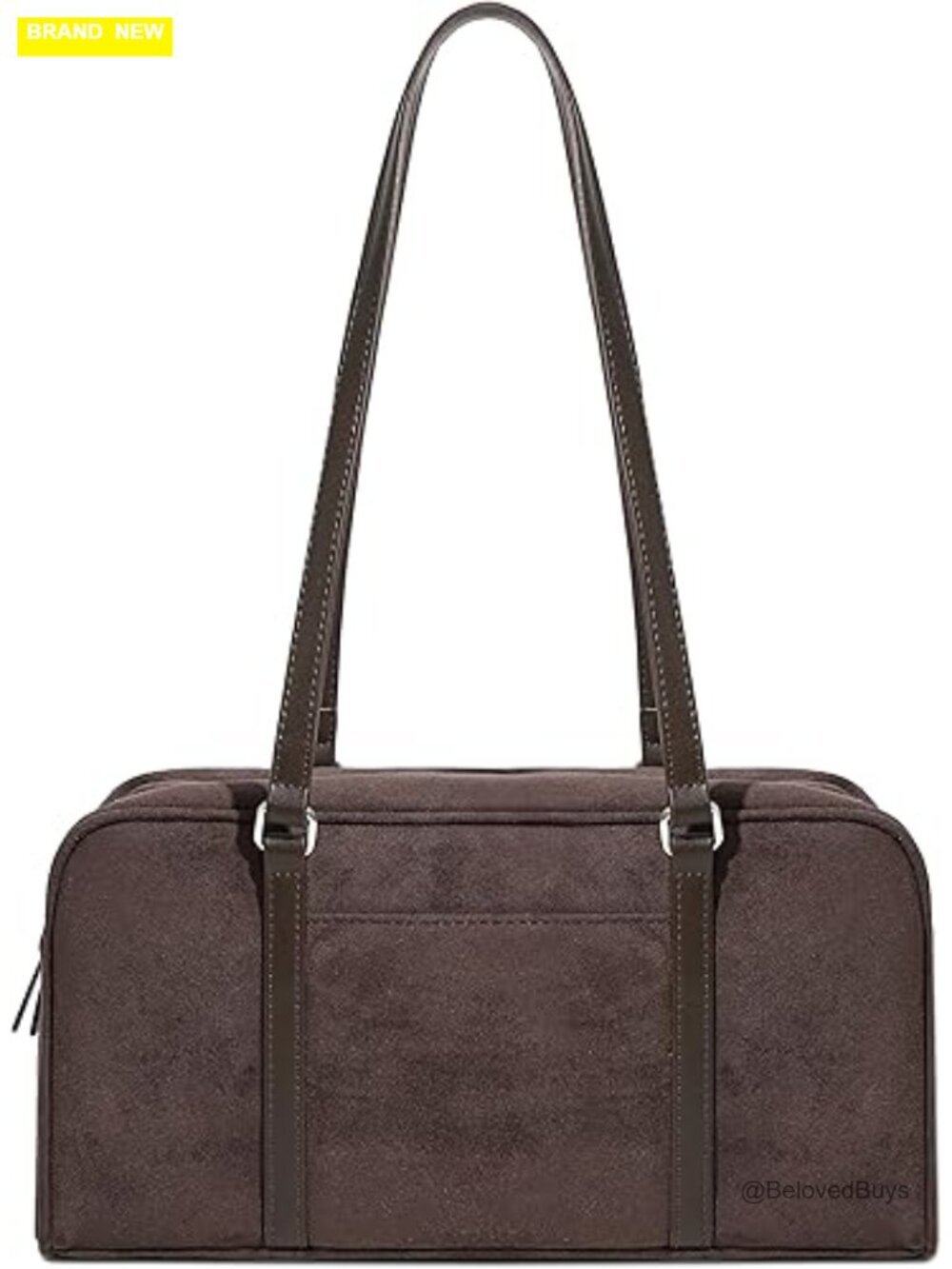 Faux Suede Boston Bowler East West Le Teckel Satchel Swing Shoulder Bag